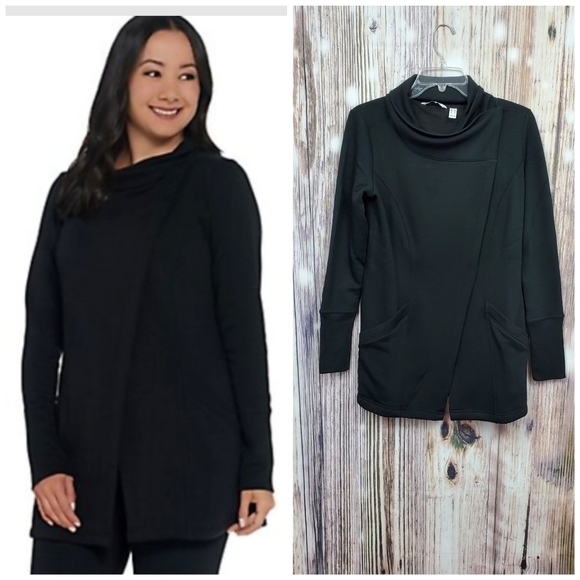 Susan Lucci Black Cowl Neck Long Sleeve Jacket - Picture 1 of 13